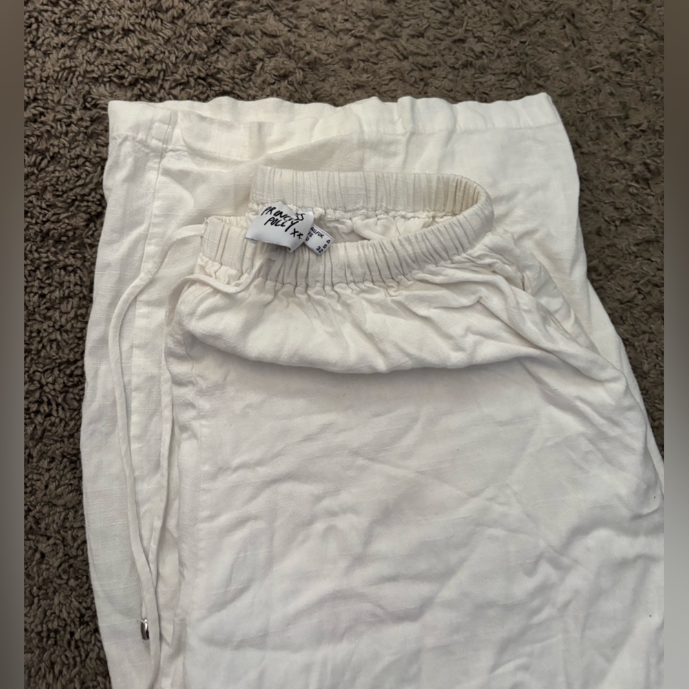 PRINCESS POLLY White Linen Pants